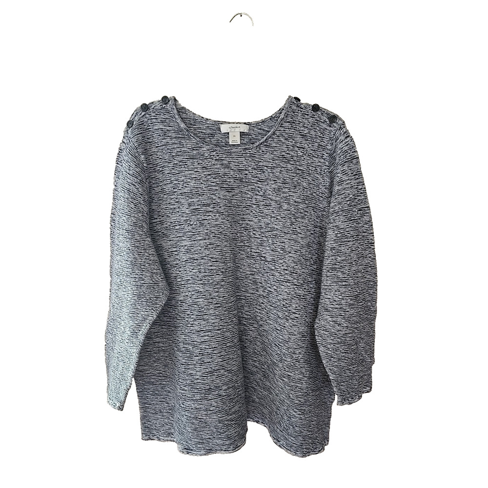 CJ Banks Gray Heathered‎ Knit Preppy Long Sleeve Pullover Sweater Womans Size 2X